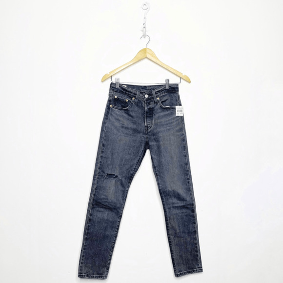 LEVI'S 501 Skinny Jeans WOMEN'S black wash cotton high rise denim 24 X 28 NWT - Picture 1 of 8